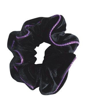 Black Purple Smooth Velour Scrunchie